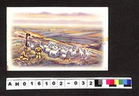 藏品(〔陳廷祥先生收藏系列〕：昭和年間明信片簿(一)軍人與鄉間牧羊風景畫作明信片)的圖片